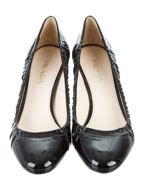 prada patent leather round-toe pumps|prada ballet flats.